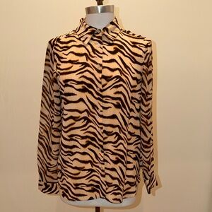 Rose & Olive Brown Zebra Print Blouse